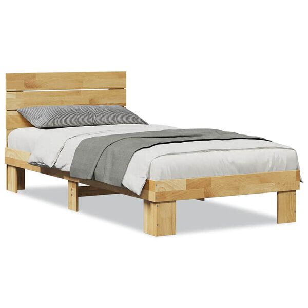 vidaXL Massivholzbett mit Kopfteil ohne Matratze 90x200 cm Eichenholz