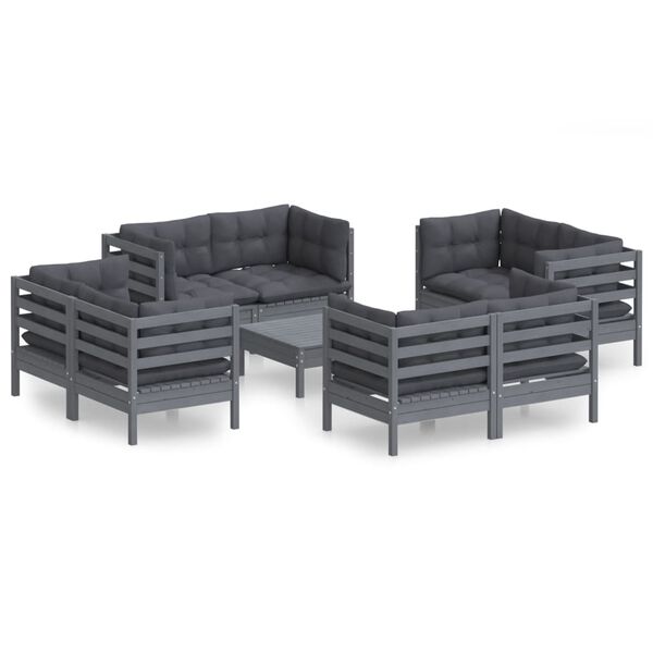 vidaXL 9-tlg. Garten-Lounge-Set mit Anthrazit Kissen Kiefernholz