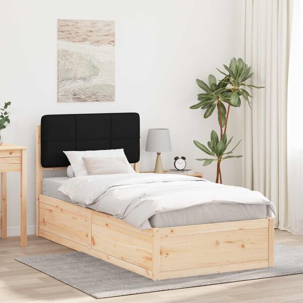 vidaXL Bettgestell mit gepolstertem Kopfteil Schwarz 90 x 200 cm