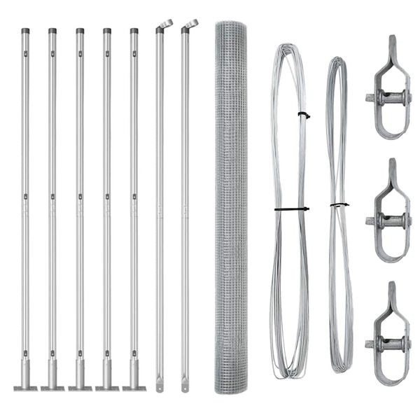 vidaXL Zaun mit Pfosten Silber 1,5 x 10 m Stahl