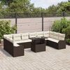 vidaXL Garten-Sofa-Set mit Kissen mit Kissen 11 pcs Braun Poly Rattan