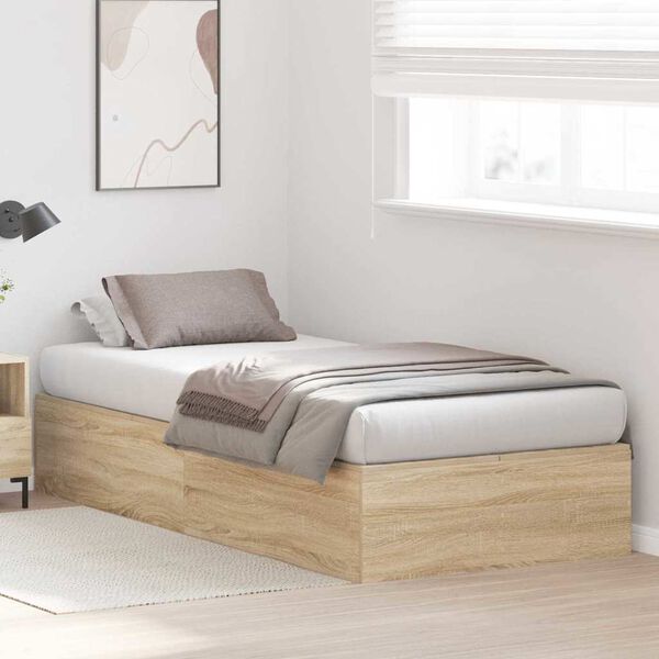 vidaXL Aufbewahrungsbettgestell Sonoma-Eiche 70 x 190 cm Holzwerkstoff