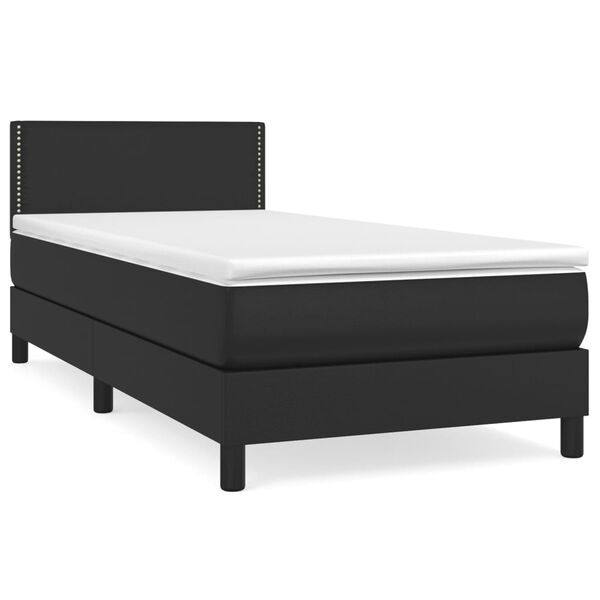 vidaXL Boxspringbett mit Matratze Schwarz 90x190 cm Kunstleder