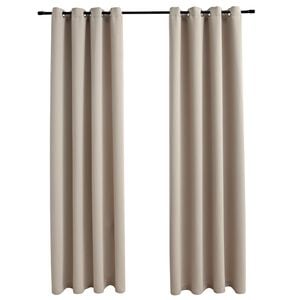 vidaXL Verdunkelungsvorh&auml;nge mit Metall&ouml;sen 2 Stk. Beige 140x225 cm