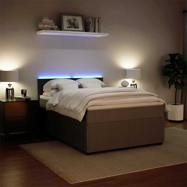 vidaXL Boxspringbett mit Matratze Hellgrau 140x200 cm Samt