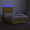 vidaXL Boxspringbett mit Matratze & LED Gr&uuml;n 120x200 cm Stoff
