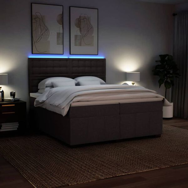vidaXL Boxspringbett mit Matratze Dunkelbraun 200x200 cm Stoff