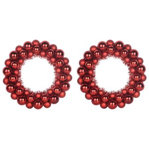 vidaXL Weihnachtsballkr&auml;nze 2 stk. Rot 33 x 33 x 7 cm Polystyrol