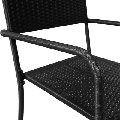 vidaXL Garten-Essstühle 2 Stk. Stapelbar Schwarz Polyrattan