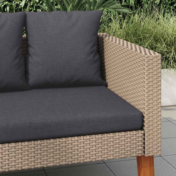 vidaXL 2-Sitzer-Gartensofa mit Auflagen Poly Rattan Beige