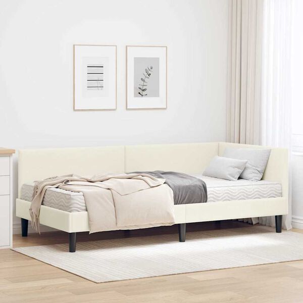 vidaXL Eckbettgestell mit Matratze Sonstiges 2 pcs Creme Samt
