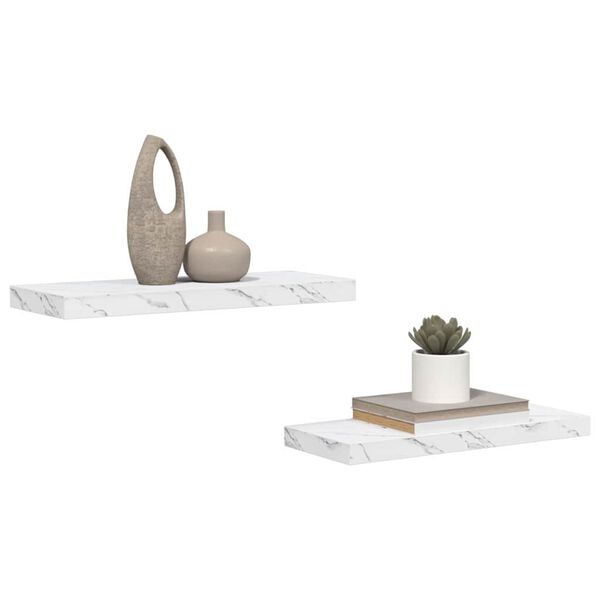 vidaXL Wandregal 2 pcs Wei&szlig; Marmor 60 x 23,5 x 4 cm Holzwerkstoff