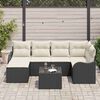 vidaXL Garten-Sofa-Set mit Kissen 7 pcs Schwarz und Weiß Poly Rattan