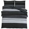 vidaXL Bettw&auml;sche-Set Schwarz Gestreift 260x220 cm Baumwolle