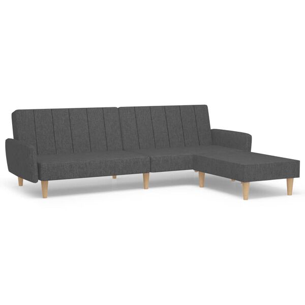 vidaXL Schlafsofa 2-Sitzer mit Fu&szlig;hocker Dunkelgrau Stoff
