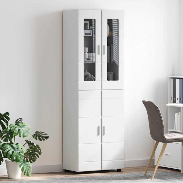 vidaXL Highboard mit Regal mit T&uuml;r Wei&szlig; 60 x 35 x 182 cm Holzwerkstoff