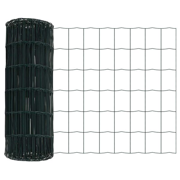 vidaXL Eurozaun Gr&uuml;n 0,4 x 50 m PVC-beschichtetes Eisen