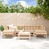 vidaXL 7-tlg. Garten-Lounge-Set mit Kissen Massivholz