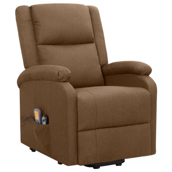 vidaXL Massagesessel mit Aufstehhilfe Braun Stoff