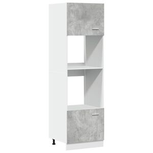 vidaXL Mikrowellenumbauschrank Lyon Betongrau 60x57x207 cm Holzwerkstoff