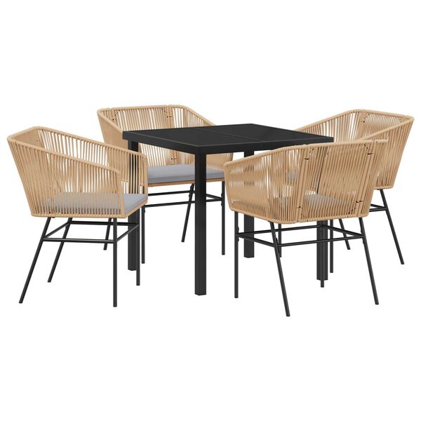 vidaXL Garten Essgruppe 5 pcs Braun Pulverbeschichteter Stahl