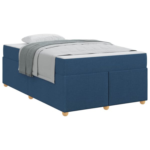 vidaXL Bettrahmen mit Matratze Blau 120 x 190 cm Stoff