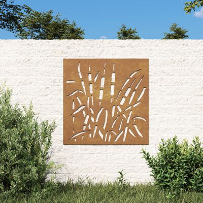 vidaXL Garten-Wanddeko 55x55 cm Cortenstahl Gras-Design