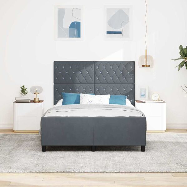 vidaXL Boxspringbett mit Kopfteil Dunkelgrau 160 x 200 cm Samt