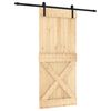 vidaXL Schiebet&uuml;r Nat&uuml;rlich und Schwarz 90 x 210 cm Massivkiefer
