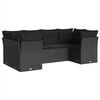 vidaXL 6-tlg. Garten-Sofagarnitur mit Kissen Schwarz Poly Rattan