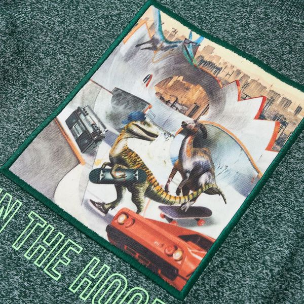 Kinder-Langarmshirt Dunkelgr&uuml;n Melange 116