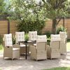 vidaXL Garten Essgruppe mit Kissen 7 pcs Beige Poly-Rattan