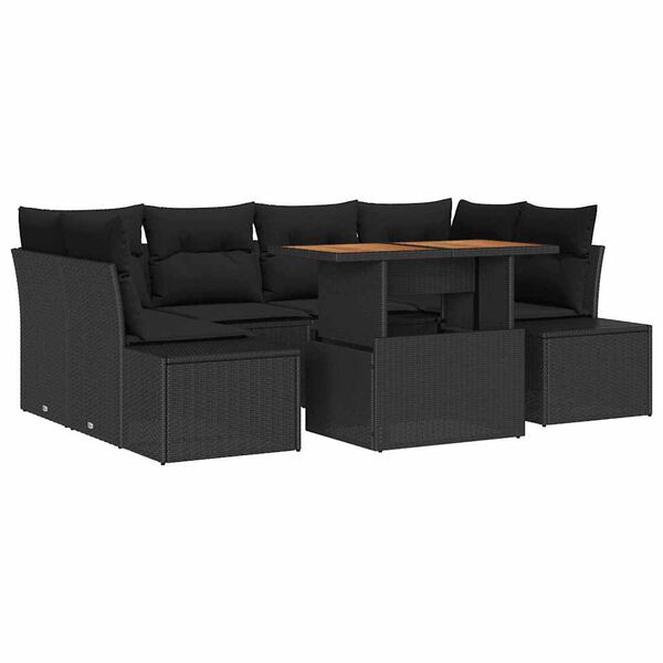 vidaXL Garten Essgruppe mit Kissen mit Kissen 7 pcs Schwarz und Braun