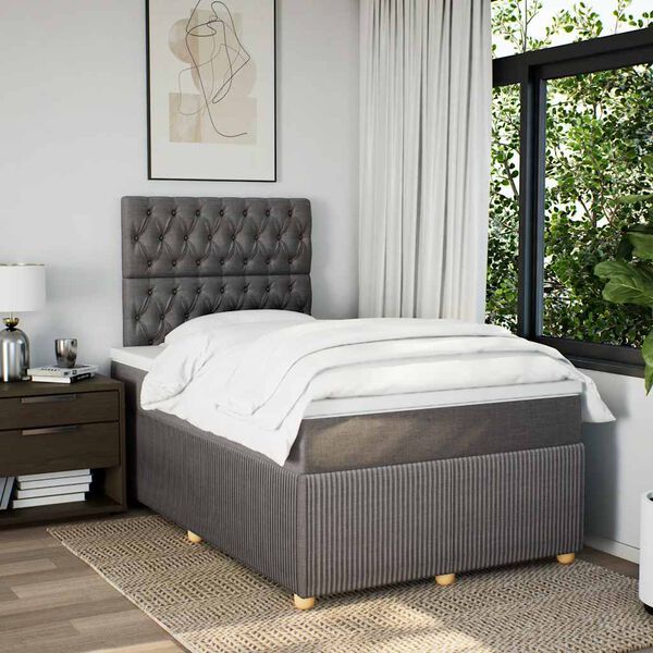 vidaXL Boxspringbett mit Matratze Taupe 120x200 cm Stoff