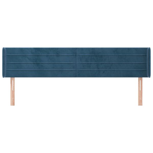 vidaXL Kopfteil mit Ohren Dunkelblau 163x16x78/88 cm Samt