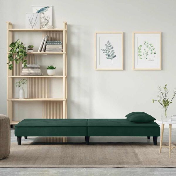 vidaXL Schlafsofa Dunkelgr&uuml;n Samt