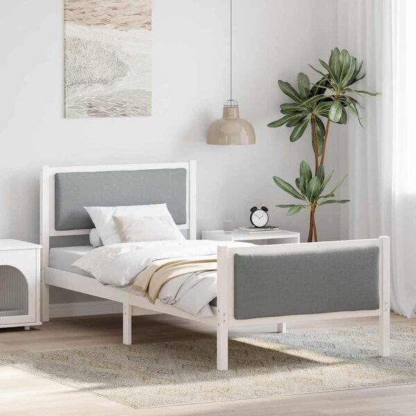 vidaXL Bettrahmen mit Kopfteil Hellgrau 100 x 200 cm Stoff