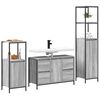 vidaXL Badezimmerm&ouml;bel Set mit Regal 3 pcs Grau Sonoma und Schwarz