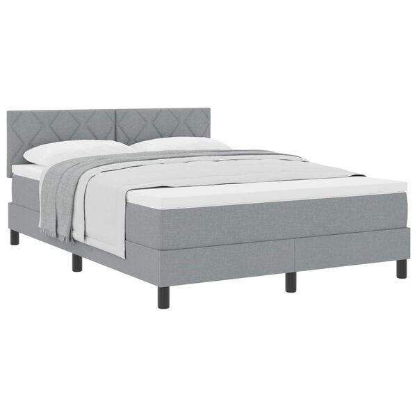 vidaXL Boxspringbett mit Matratze Hellgrau 160 x 200 cm Stoff