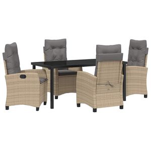 vidaXL Garten Essgruppe mit Kissen 5 pcs Beige Poly-Rattan