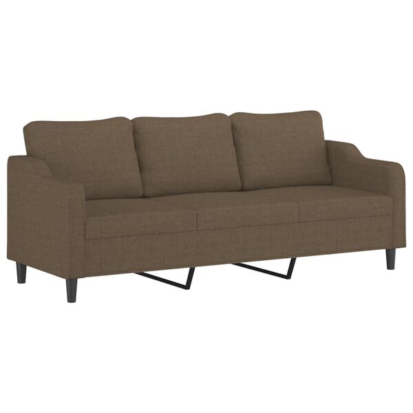 vidaXL 3-Sitzer-Sofa mit Kissen Braun 210 cm Stoff