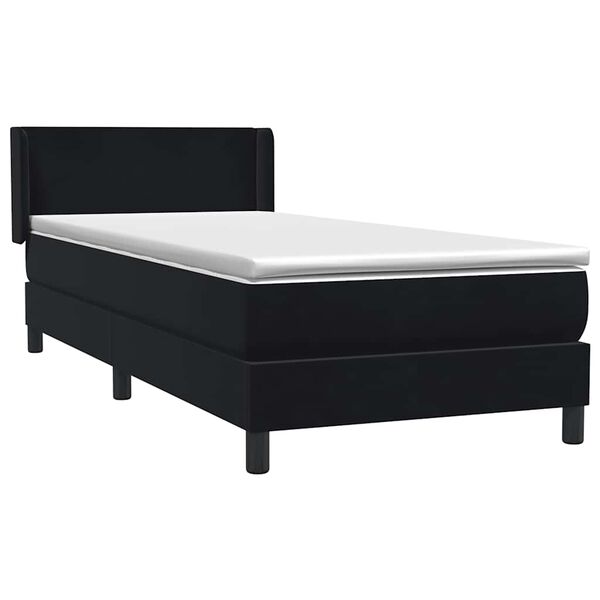 vidaXL Boxspringbett mit Matratze Schwarz 100x210 cm Samt