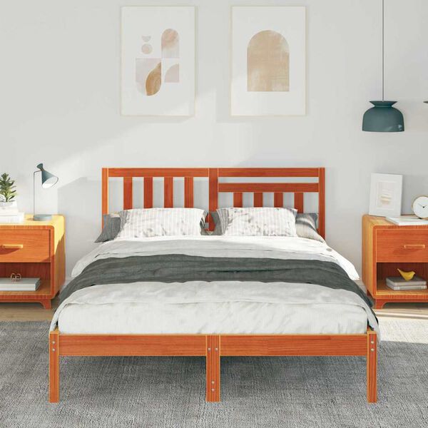 vidaXL Bettrahmen Wachsbraun 120 x 200 cm Massives Kiefernholz