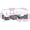 vidaXL 10-tlg. Garten-Sofagarnitur mit Kissen Schwarz Poly Rattan