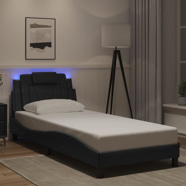 vidaXL Bettgestell "Viana" mit LED ohne Matratze Schwarz 90x190 cm