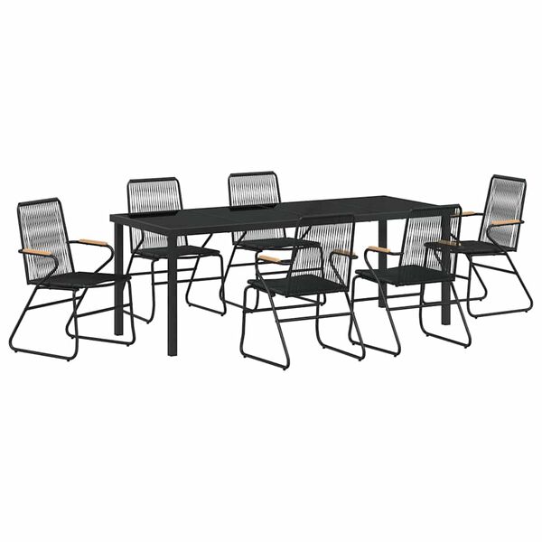 vidaXL Garten Essgruppe 7 pcs Schwarz Pulverbeschichteter Stahl