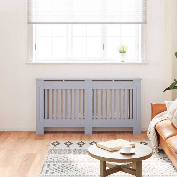 vidaXL Heizk&ouml;rperabdeckung 2 pcs Grau 152 x 19 x 81,5 cm Holzwerkstoff