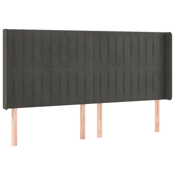 vidaXL Kopfteil mit Ohren Dunkelgrau 163x16x118/128 cm Samt