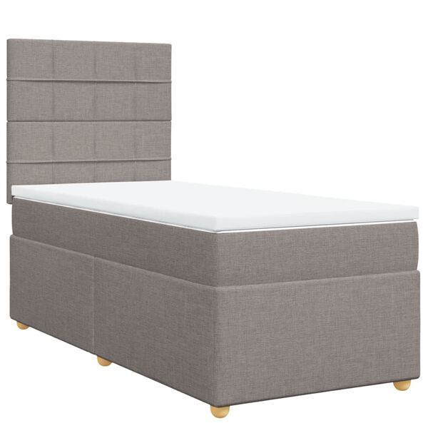 vidaXL Boxspringbett mit Matratze Taupe 90x200 cm Stoff