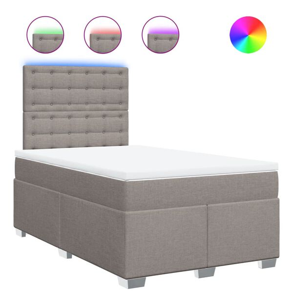 vidaXL Boxspringbett mit Matratze Taupe 120x200 cm Stoff